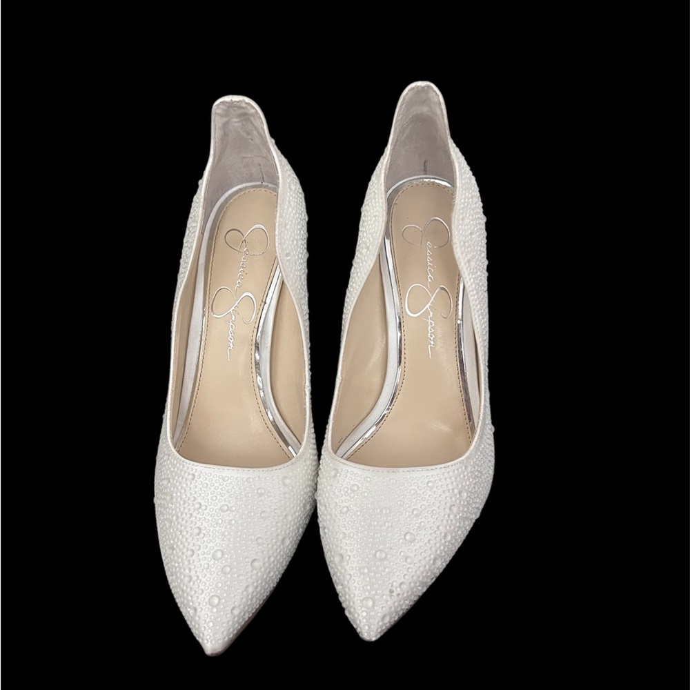 Jessica Simpson Wedding Shoes - Elegant White Beaded Women's Shoes